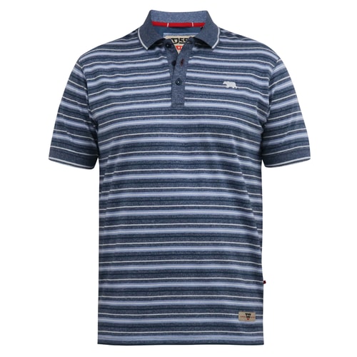 D555 Byron Full Stripe Jersey Polo Shirt Denim Stripe
